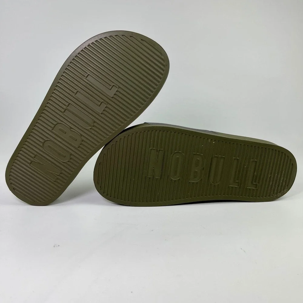 NOBULL Mens 7 Wmns 8.5 Slides Sandals Olive Green Black Athletic Recovery Shoes